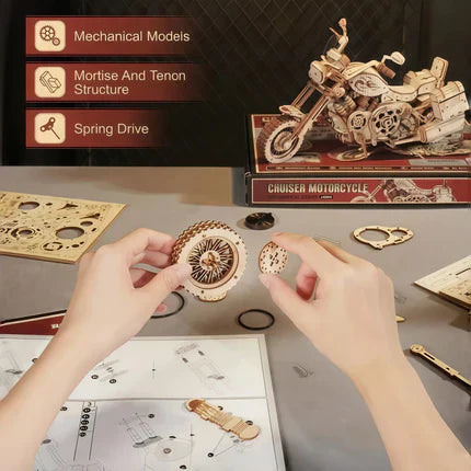 The ROKR Cruiser Motorcycle 3D Wooden Puzzle—A Build-Once, Display-Forever Kind of Gift