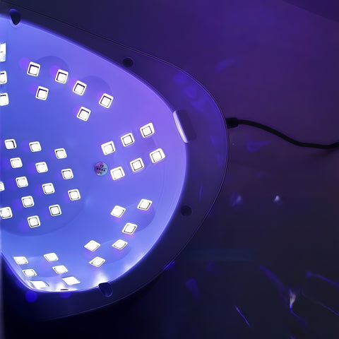 close-up of nail lamp interior showing even light coverage