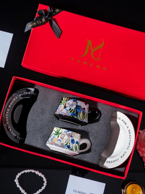 Watercolor Iris Ceramic Coffee Cup & Saucer