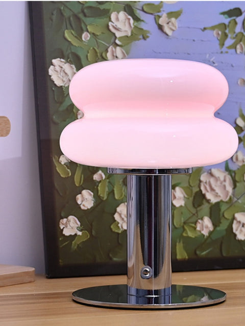 Cream-Style Glass “Egg Tart” Table Lamp