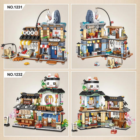 4-in-1 Japanese Street View Mini Building Blocks Set (2969pcs)