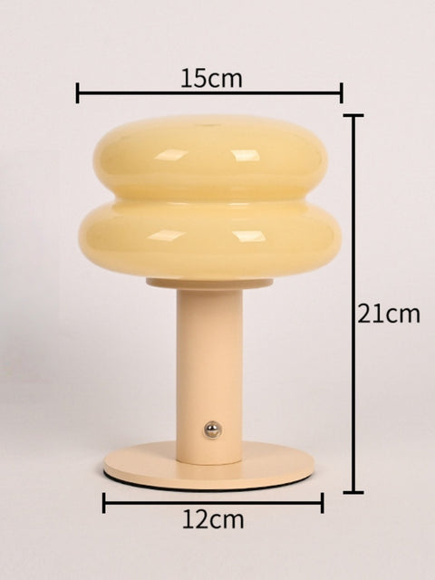 Cream-Style Glass “Egg Tart” Table Lamp