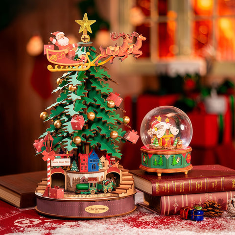 3D Christmas Melody Tree Wooden Puzzle Music Box