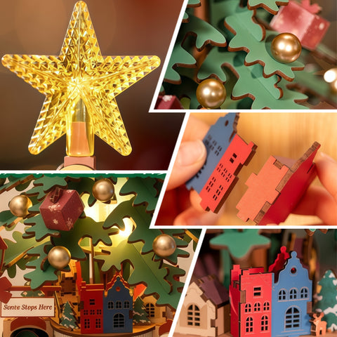 3D Christmas Melody Tree Wooden Puzzle Music Box