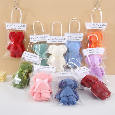 20pcs Cuddly Bear Towel Gift Set with Clear Bag