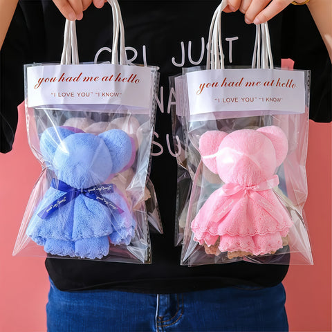 20pcs Cuddly Bear Towel Gift Set with Clear Bag