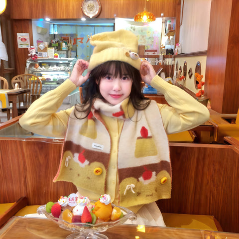 Furui Neko Caramel Pudding Cat Winter Scarf