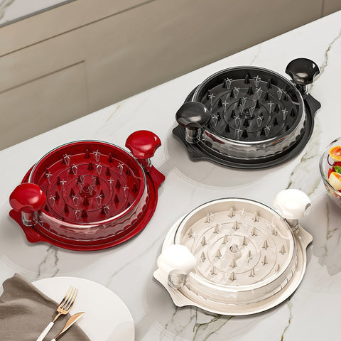 chicken shredder machine shredding cooked chicken during meal prep