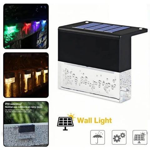 crystal amber solar step light glowing warmly outdoors from Gallery of Use