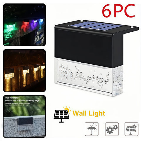crystal amber solar step light glowing warmly outdoors from Gallery of Use