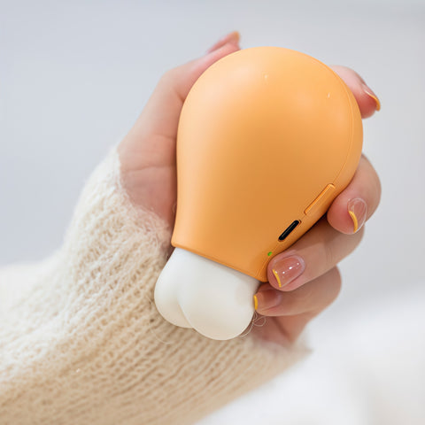 close-up of drumstick shape and smooth surface on hand warmer