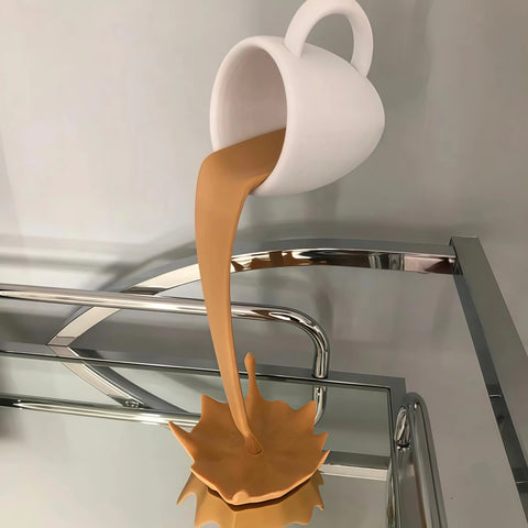Floating Pouring Coffee Cup Sculpture