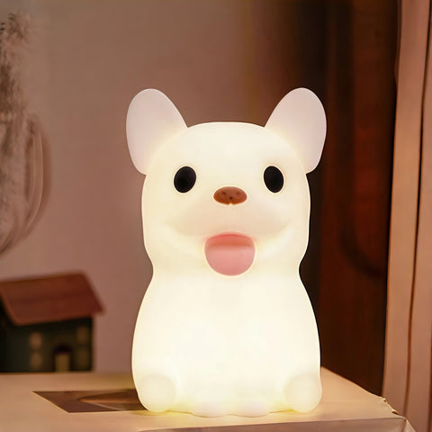 French Bulldog night lamp gently illuminating a cozy corner from Gallery of Use