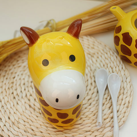 Cute Giraffe Stackable Ceramic Tea Mug Set (Pot + Cup)