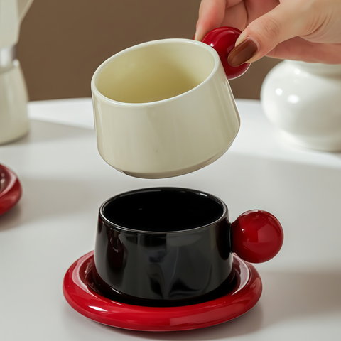 red-ball ceramic coffee set in a calm morning corner from Gallery of Use