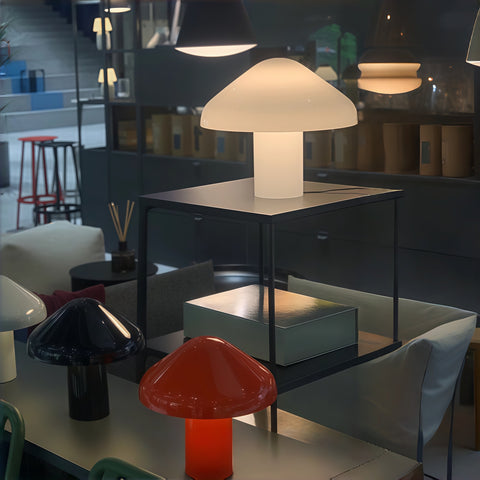 cute mushroom portable lamp glowing with warm cozy light from Gallery of Use