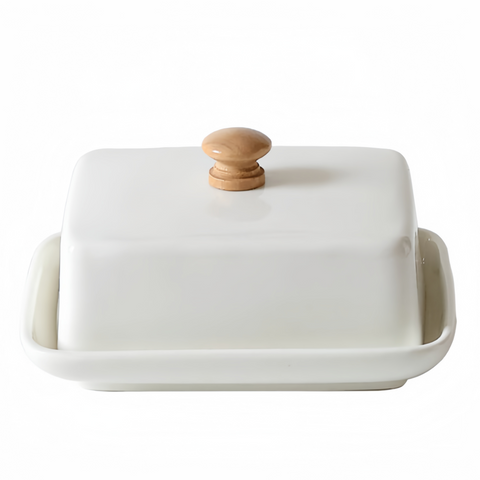 elegant Nordic ceramic butter dish with smooth lid