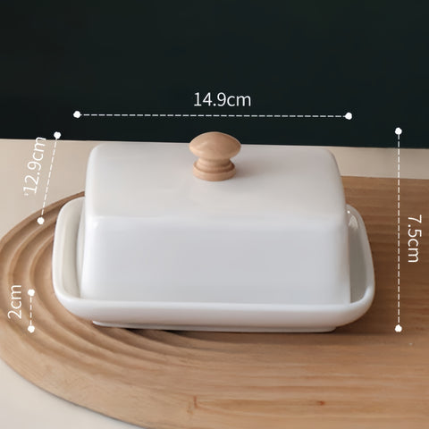 elegant Nordic ceramic butter dish with smooth lid