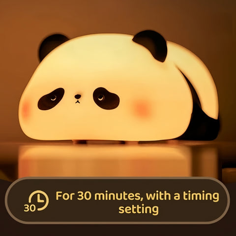 cute panda night light glowing softly