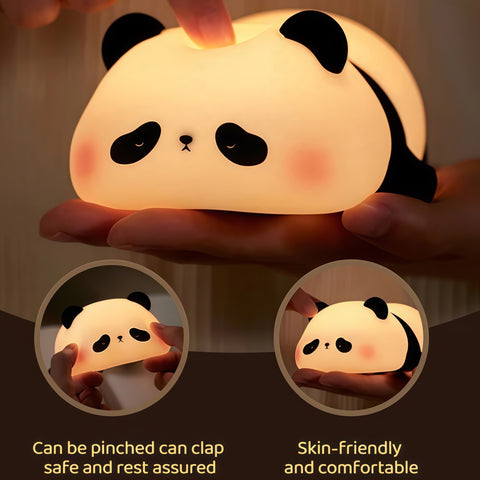 cute panda night light glowing softly