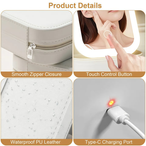 Portable Travel Makeup Bag with LED Mirror