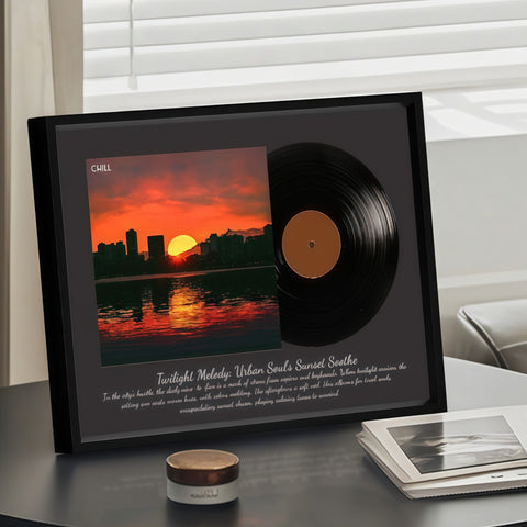 retro vinyl-style lighted bluetooth speaker frame displayed indoors from Gallery of Use