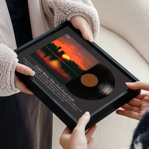 retro vinyl-style lighted bluetooth speaker frame displayed indoors from Gallery of Use
