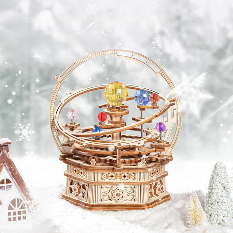 Rotating Starry Night Orrery Mechanical Music Box 3D Wooden Puzzle (84pcs)