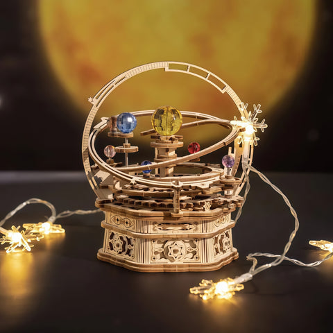 Rotating Starry Night Orrery Mechanical Music Box 3D Wooden Puzzle (84pcs)