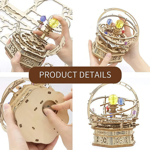 Rotating Starry Night Orrery Mechanical Music Box 3D Wooden Puzzle (84pcs)