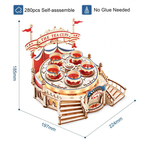 Teacup Ride DIY Music Box 3D Wooden Puzzle