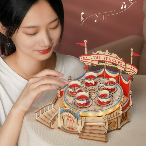 Teacup Ride DIY Music Box 3D Wooden Puzzle