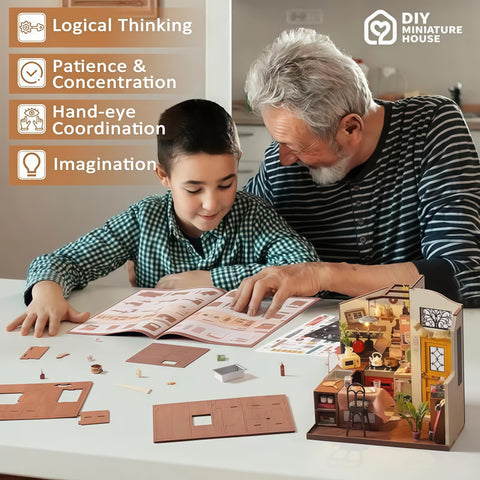 Happy Kitchen DIY Miniature Dollhouse Kit (1:24) with LED Light