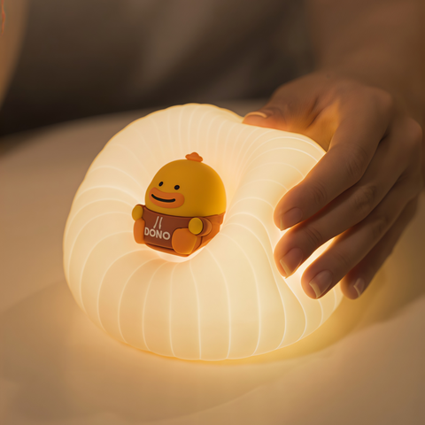 close-up of soft silicone texture on sofa-shaped tap night light