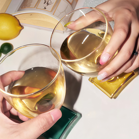 elegant color-block glass cup with modern design