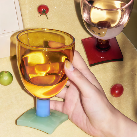 elegant color-block glass cup with modern design