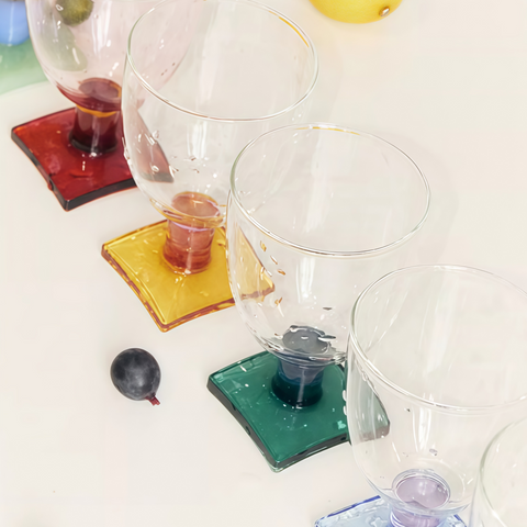 elegant color-block glass cup with modern design