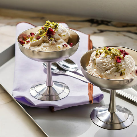 elegant stainless steel dessert cup set with clean modern look