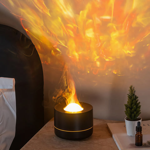 star projector humidifier & aroma diffuser glowing in bedroom or nursery from Gallery of Use
