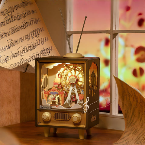 Sunset Amusement Park 3D Wooden Puzzle Music Box with Light