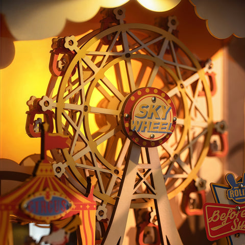 Sunset Amusement Park 3D Wooden Puzzle Music Box with Light