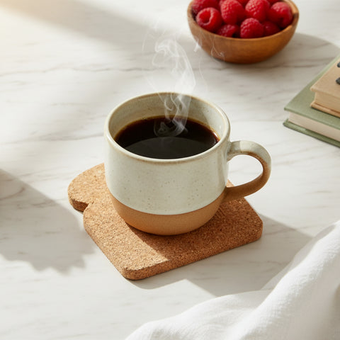toast-shaped cork coasters holding coffee cups from Gallery of Use