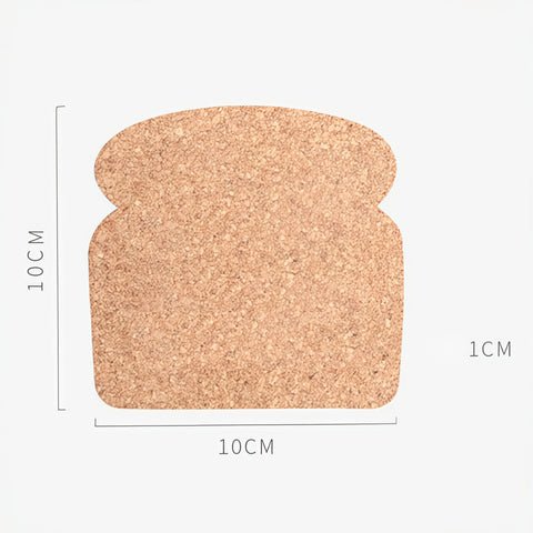 close-up of cork texture and toast shape on coasters