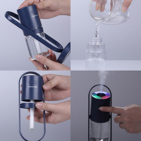 close-up of mini humidifier mist output in action