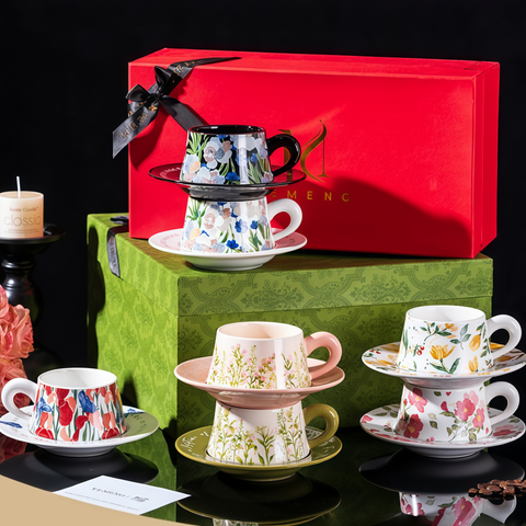 minimal iris ceramic cup & saucer on clean table from Gallery of Use