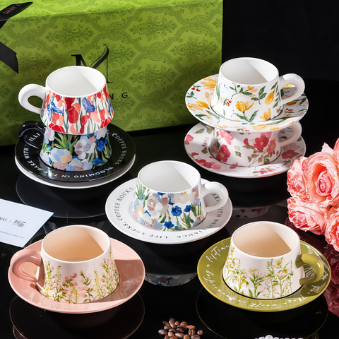 minimal iris ceramic cup & saucer on clean table from Gallery of Use