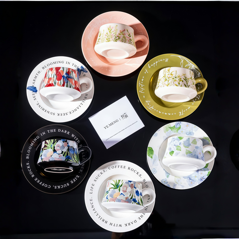 minimal iris ceramic cup & saucer on clean table from Gallery of Use