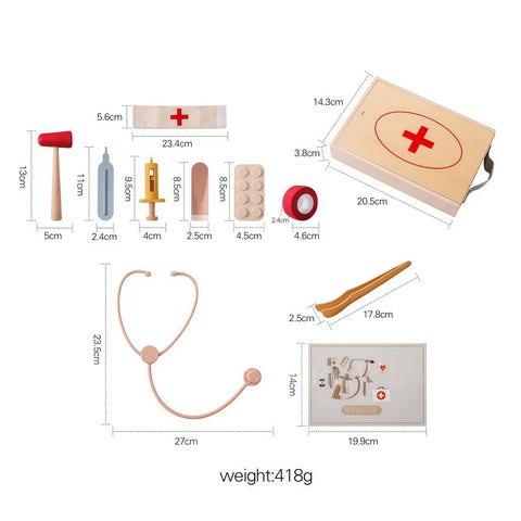 Wooden Doctor Pretend Play Set with Stethoscope