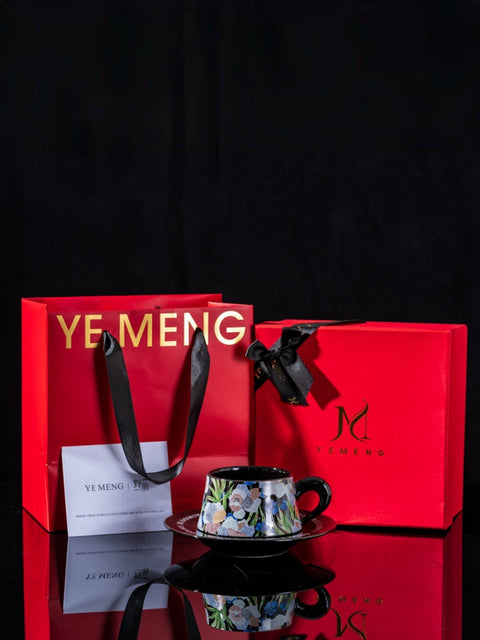 Watercolor Iris Ceramic Coffee Cup & Saucer