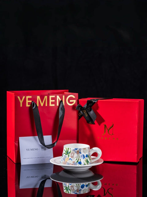 Watercolor Iris Ceramic Coffee Cup & Saucer